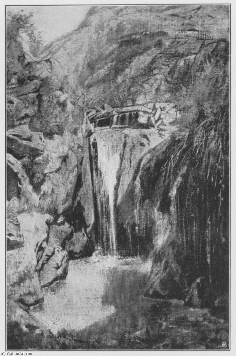 Landschaft Mit Wasserfall — Anselm Feuerbach