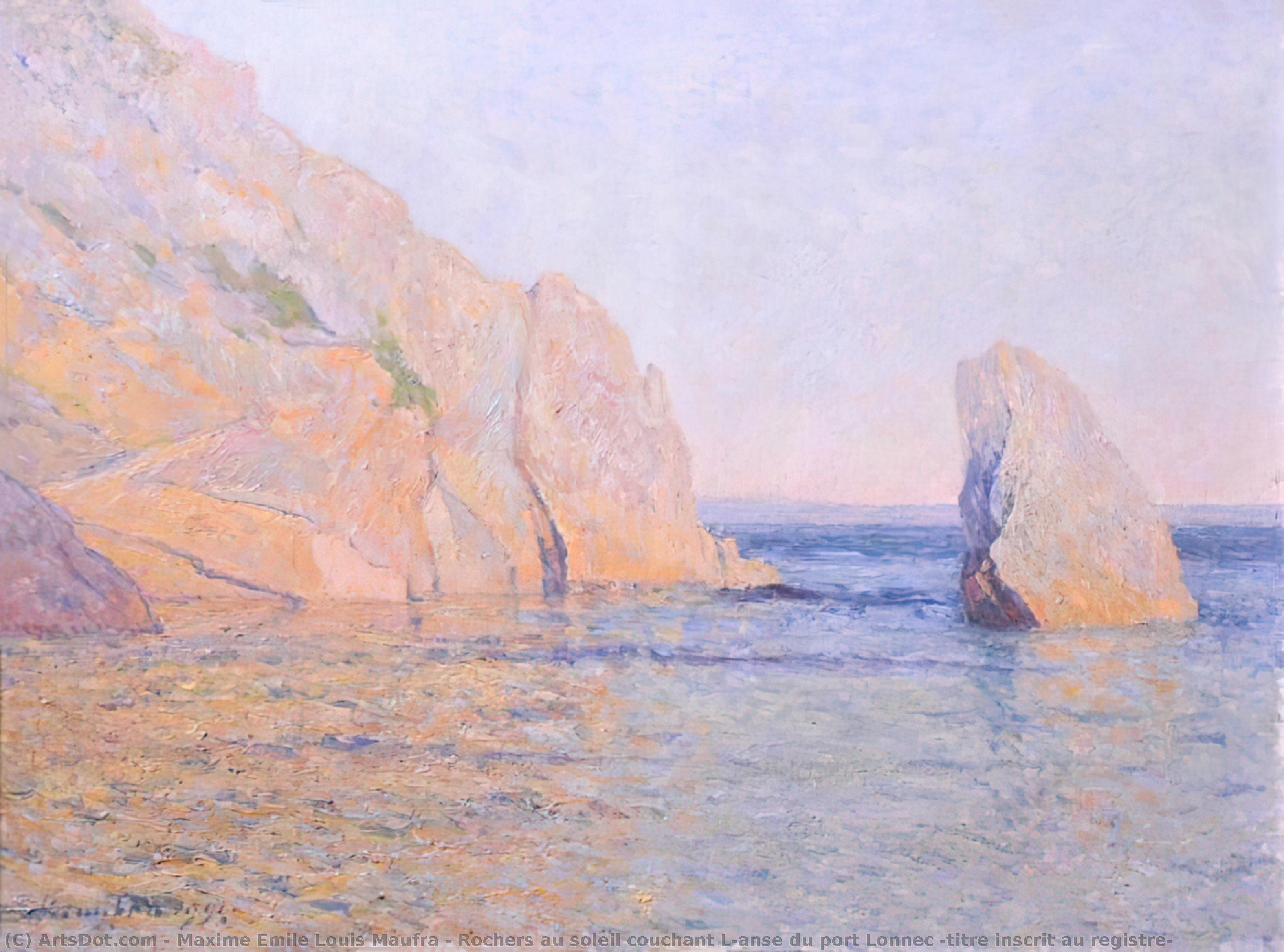 Rochers Au Soleil Couchant L'anse Du Port Lonnec (titre Inscrit Au Registre) — Maxime Emile Louis Maufra