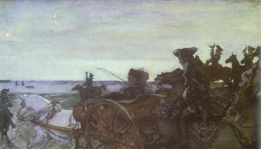 Catherine Ii Setting Out To Hunt With Falcons — Valentin Alexandrovich Serov