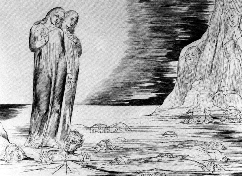 Dante Tropieza Con Bocca Degli Abbati — Уильям Блейк