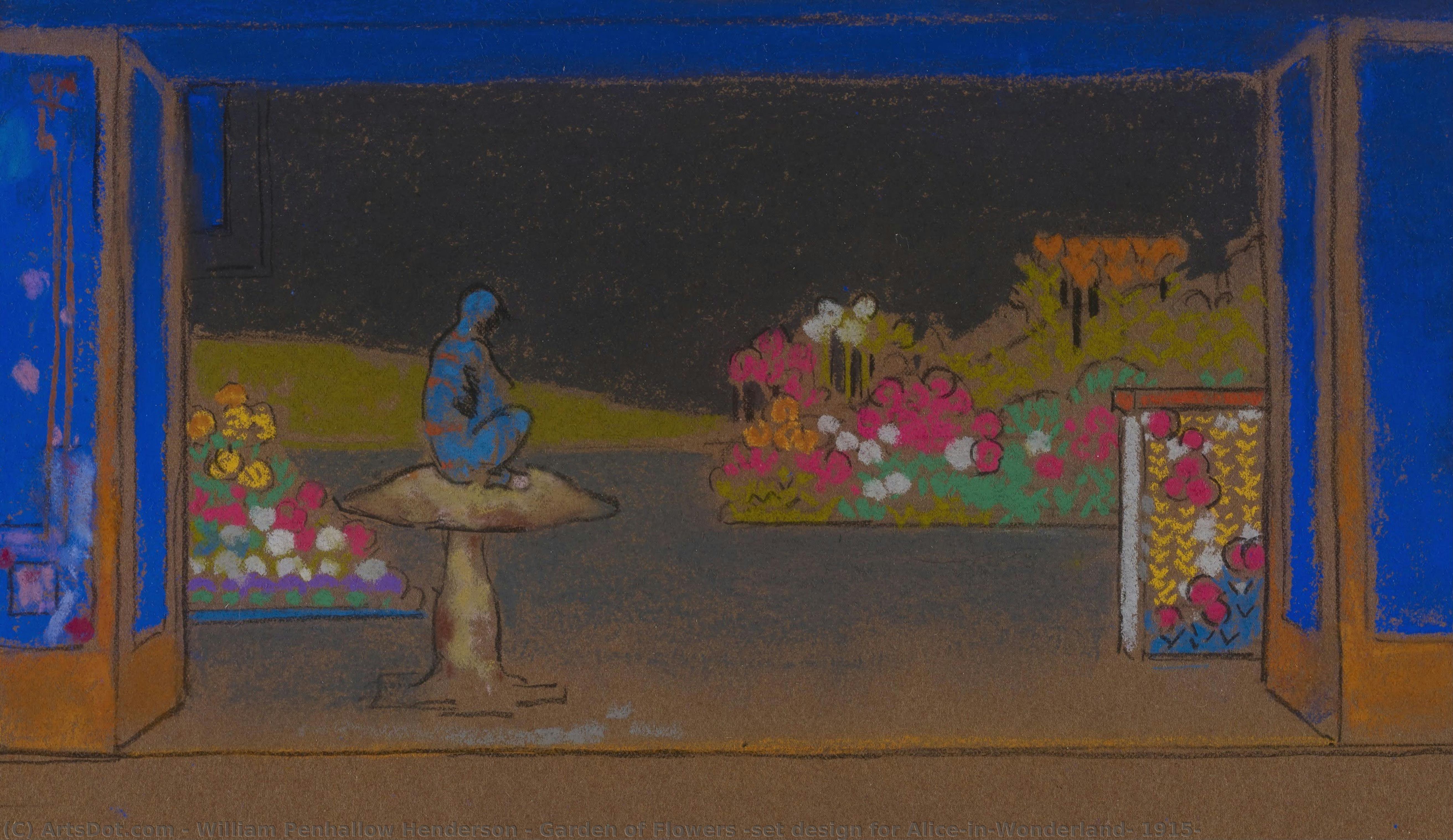 Garden Of Flowers (set Design For Alice-in-wonderland, 1915) — William Penhallow Henderson