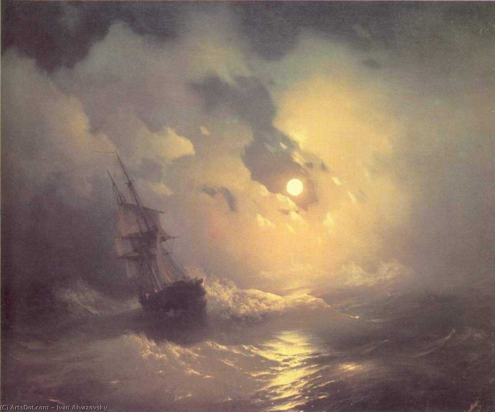 Tempest On The Sea At Nidht — Ivan Konstantinovich Aivazovsky