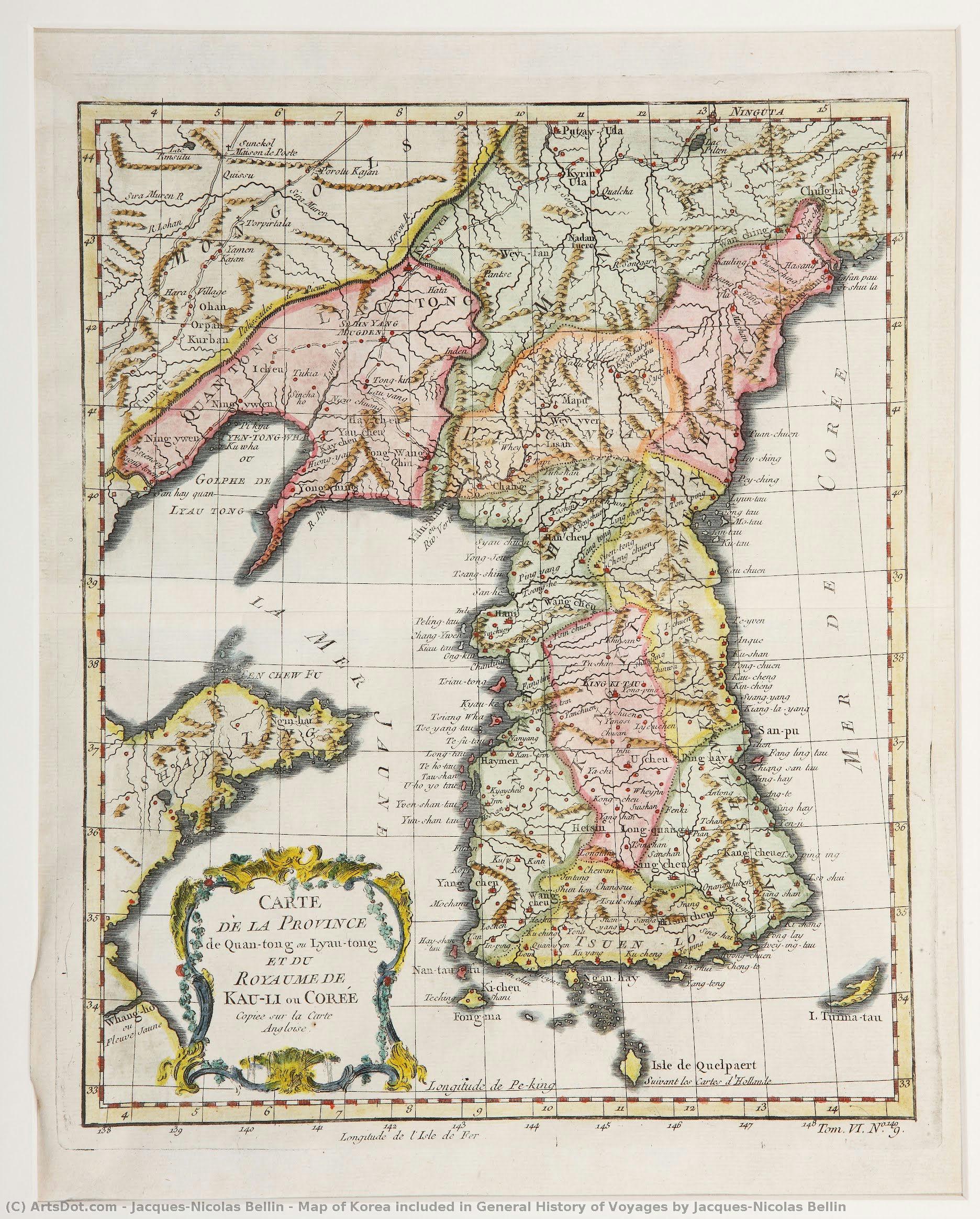 Map Of Korea Included In General History Of Voyages By Jacques-nicolas Bellin — Jacques-nicolas Bellin