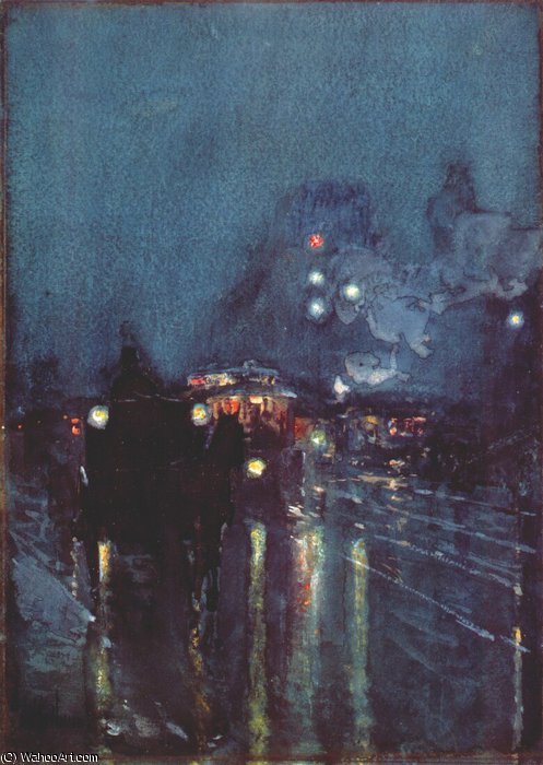 Nocturne, Railway Crossing, Chicago — Frederick Childe Hassam