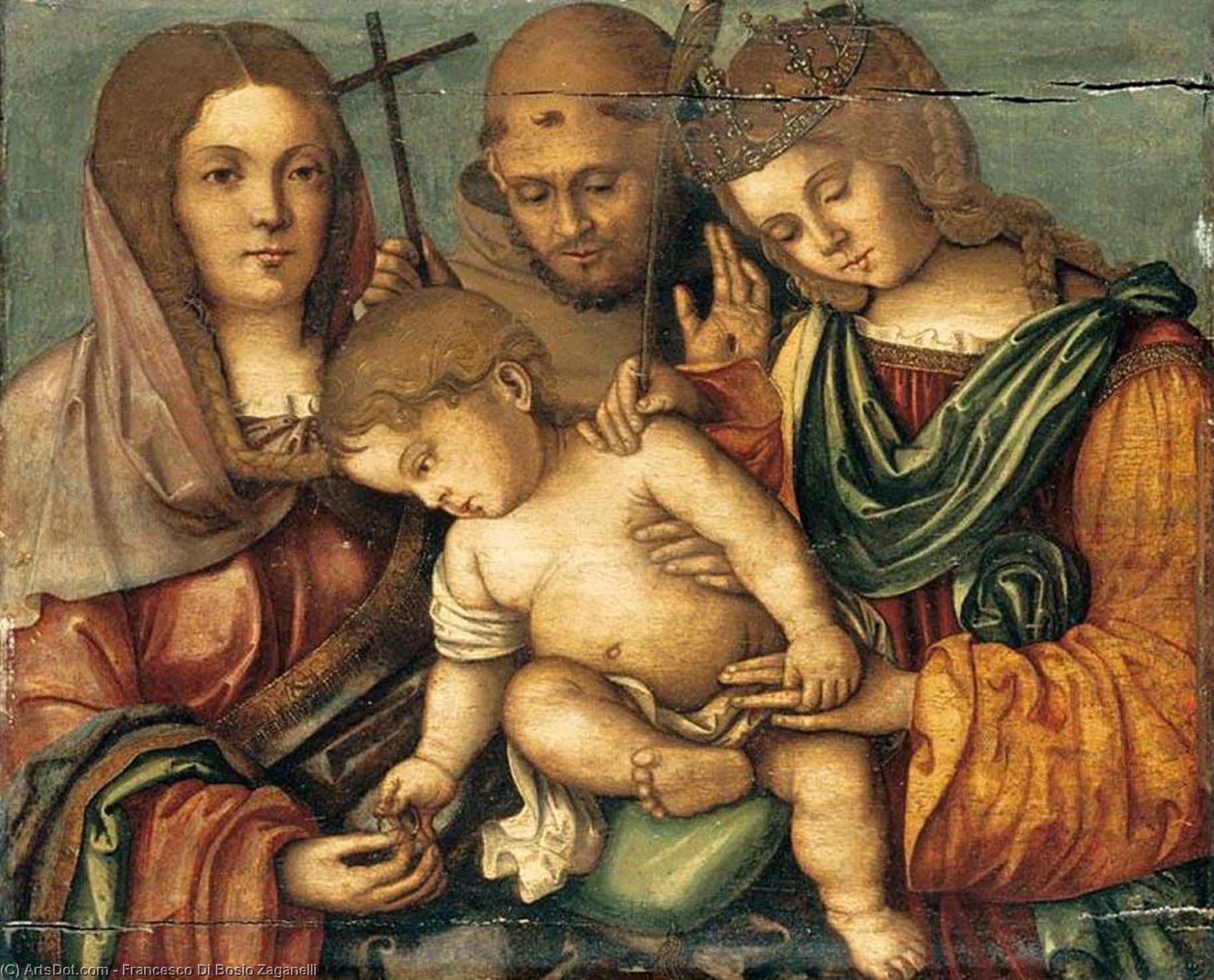 The Christ Child Between Sts Catherine, Francis And Elizabeth Of Hungary — Francesco Di Bosio Zaganelli