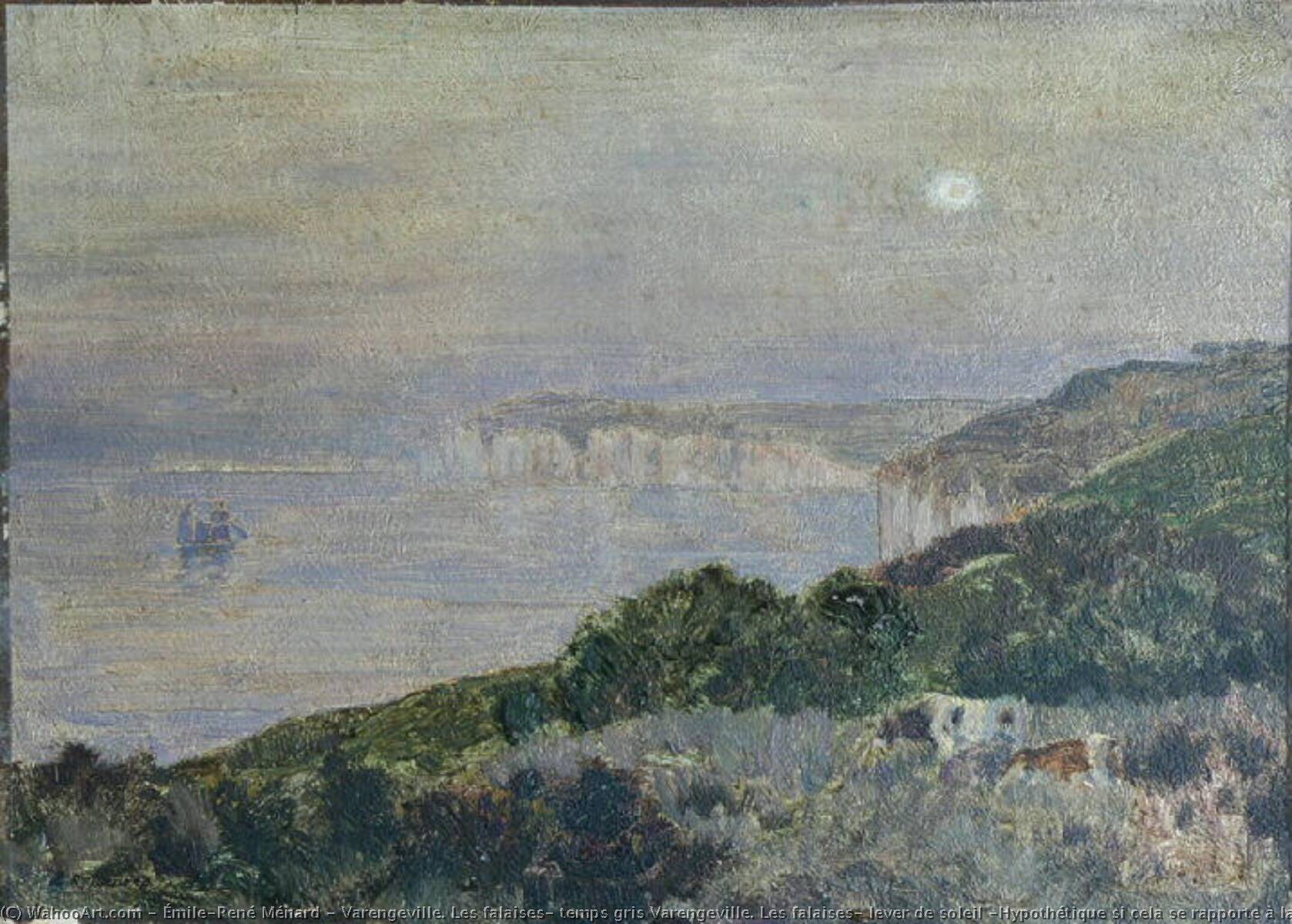 Varengeville. Les Falaises, Temps Gris Varengeville. Les Falaises, Lever De Soleil (hypothétique Si Cela Se Rapporte À La Tache Accidentelle En Haut À Droite.) — Émile-rené Ménard