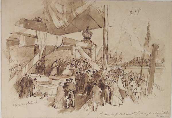 The Mayor Of Portsmouth Presenting His Address To The Queen — Myles Birket Foster