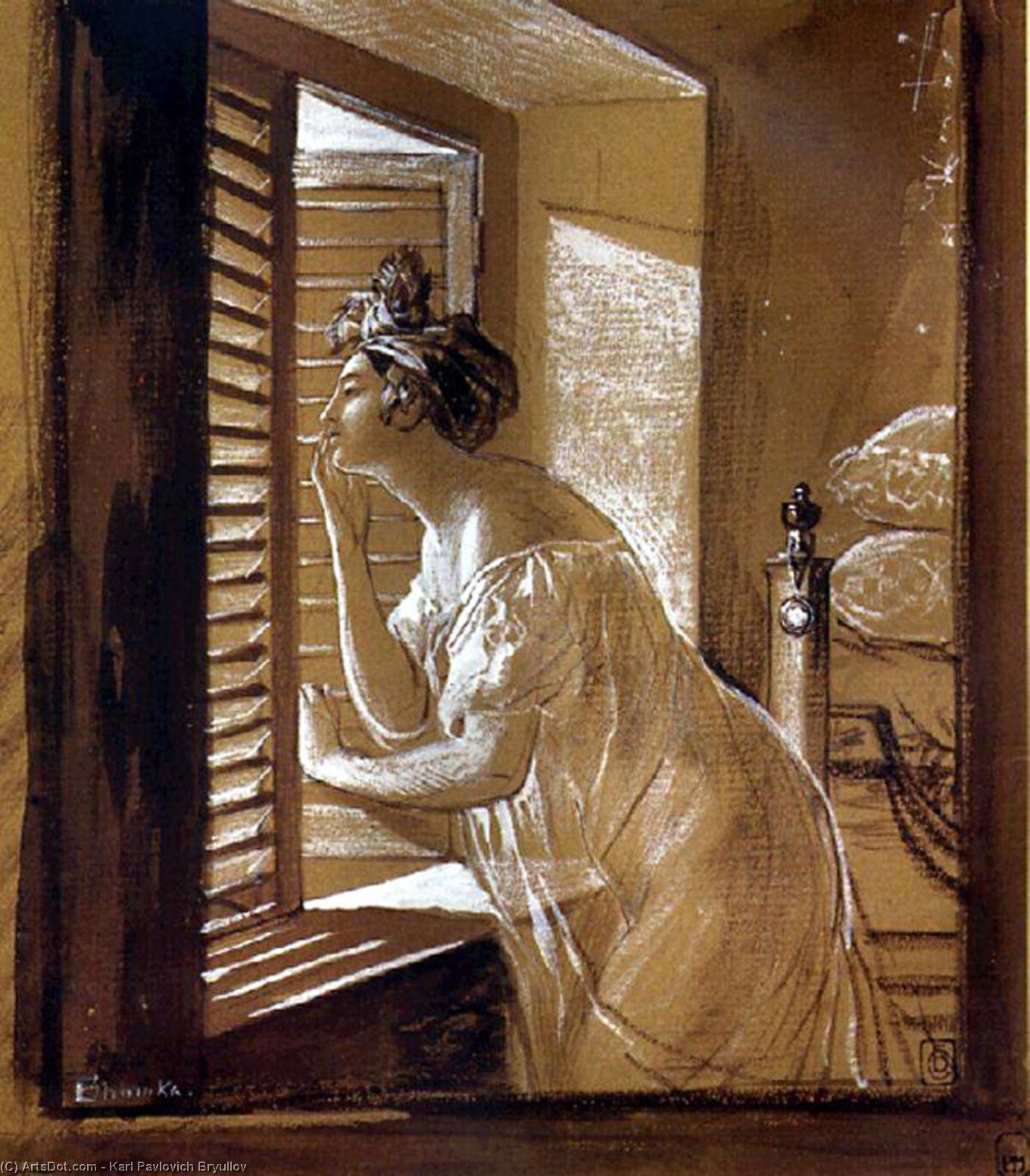 Italian Woman Blowing A Kiss — Karl Pavlovich Bryullov
