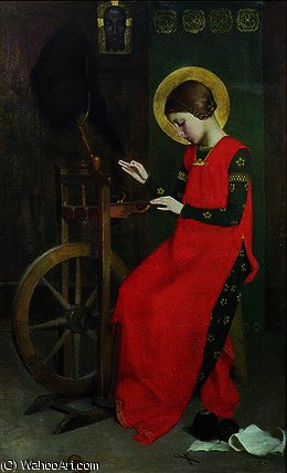 St. Elizabeth Of Hungary Spinning Wool For The — Marianne Preindelsberger Stokes
