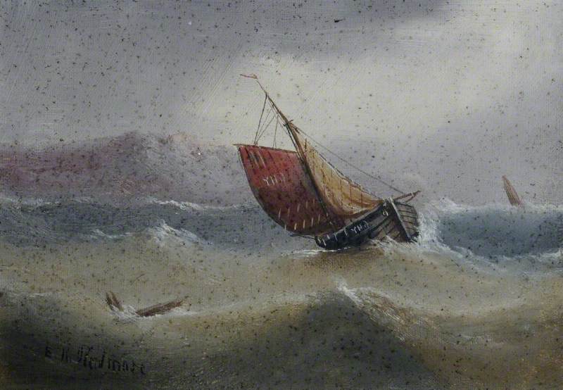 Fishing Smack Offshore In A Rough Sea — Edward King Redmore