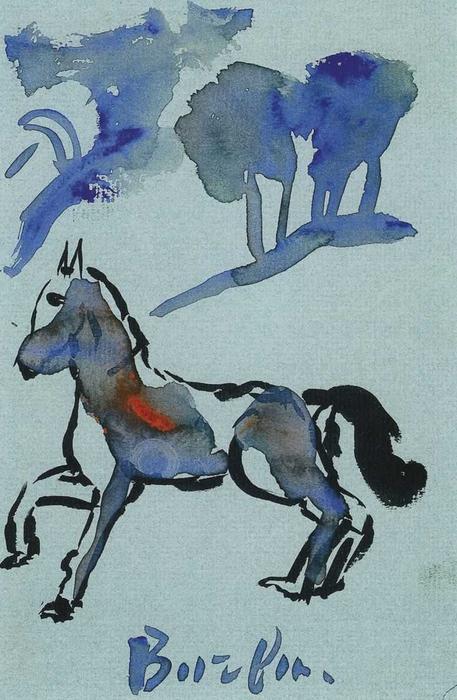 A Blue Horse — David Davidovich Burliuk