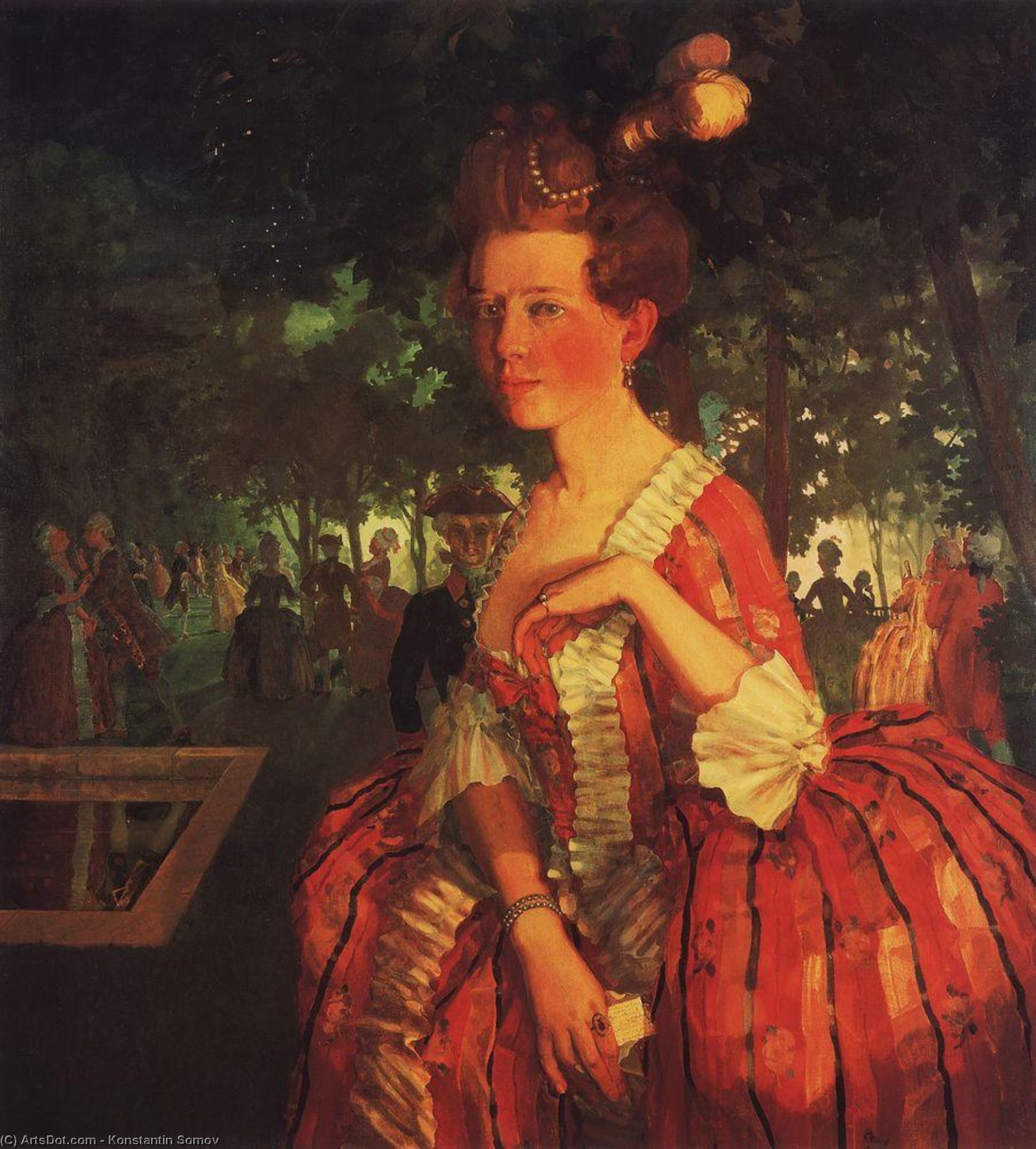 A Young Girl In A Red Dress (girl With A Letter) — Константин Андрејевич Сомов