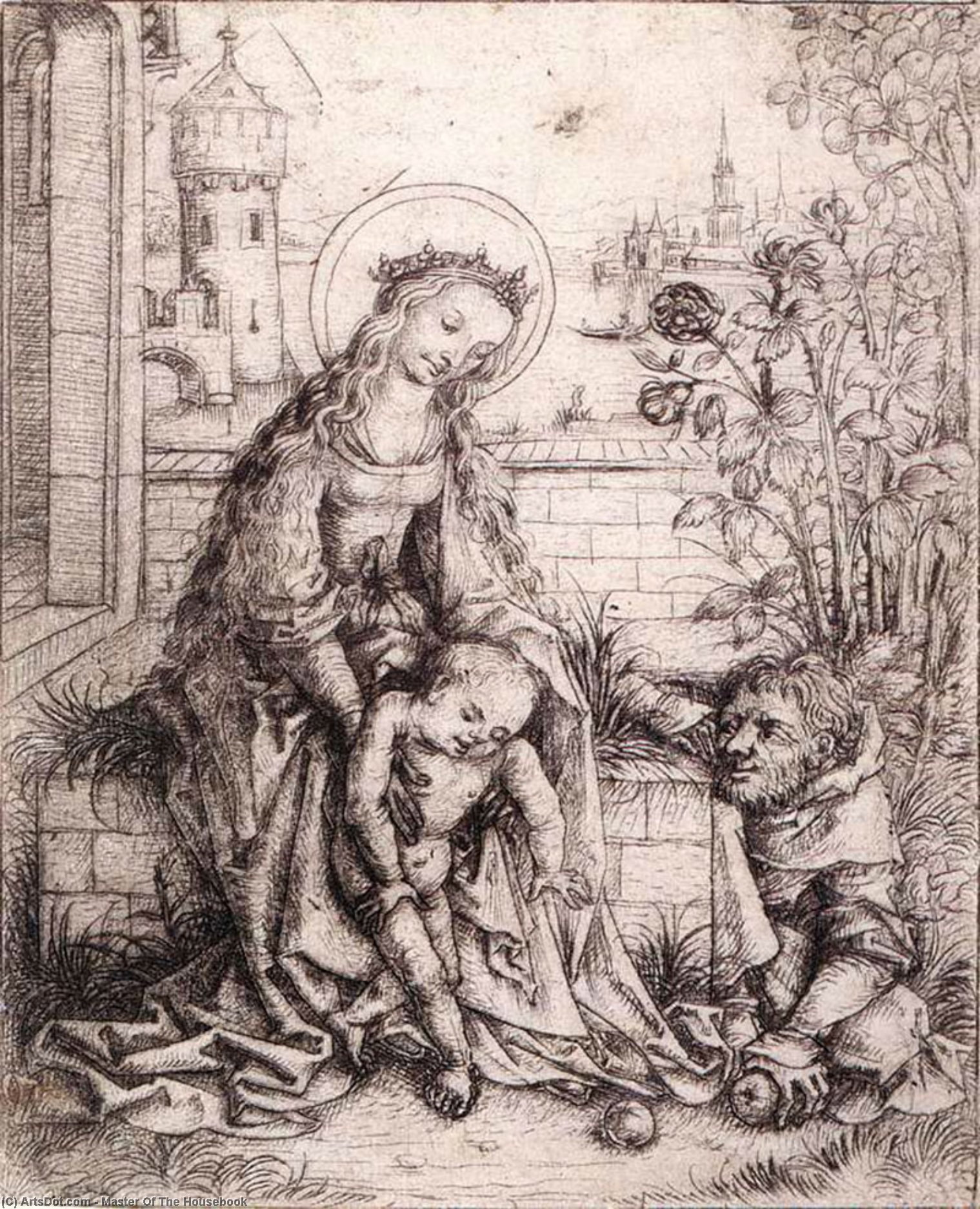 The Holy Family With The Rose-bush — Master Of The Housebook