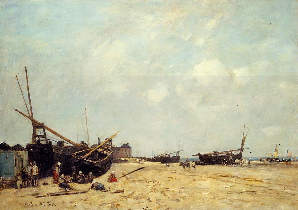 Fishing Boats Aground And At Sea — Eugène Louis Boudin
