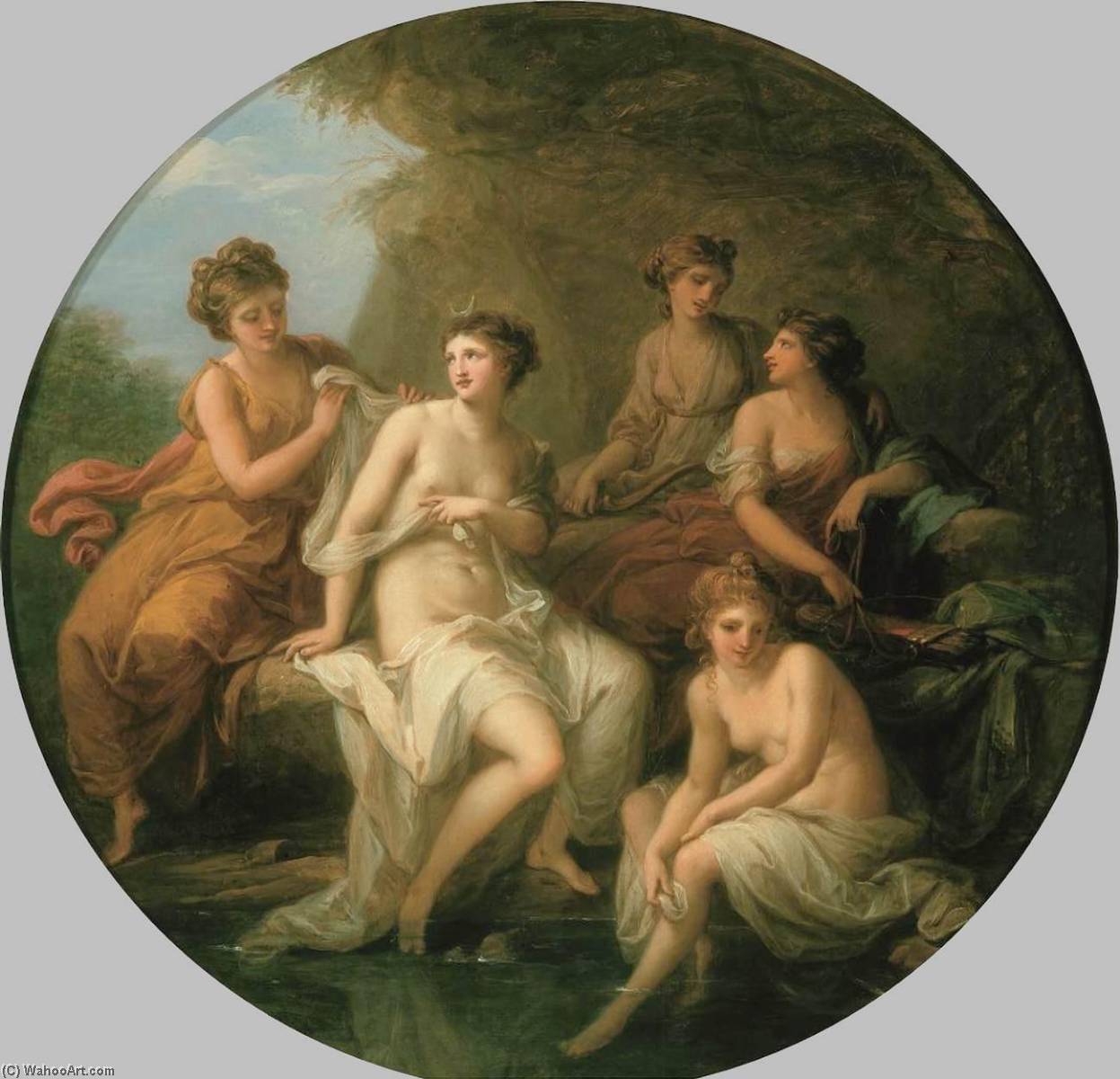 Diana And Her Nymphs Bathing — Angelica Kauffmann (maria Anna Angelika)