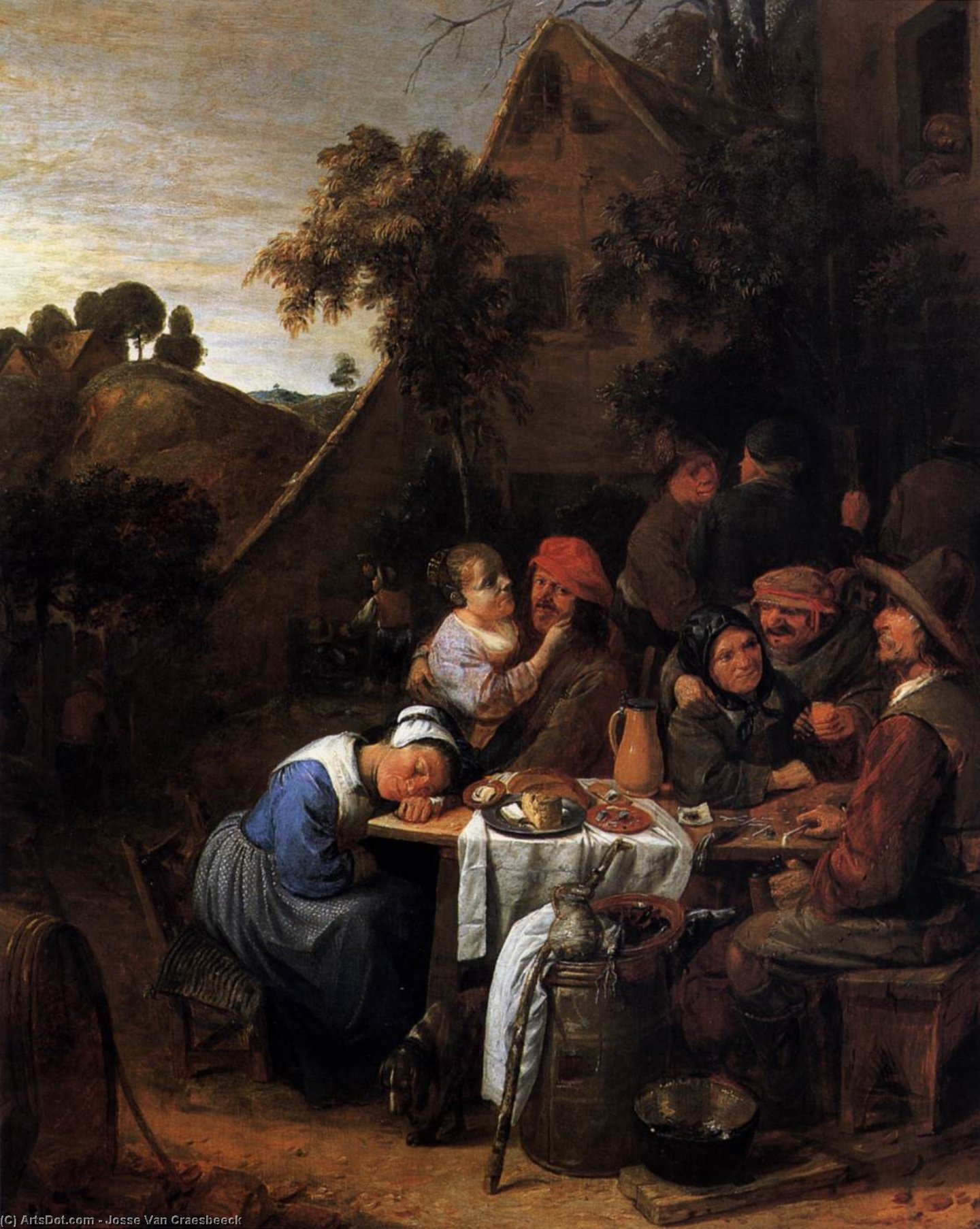 Peasants In Front Of A Village Inn — Joos Van Craesbeeck