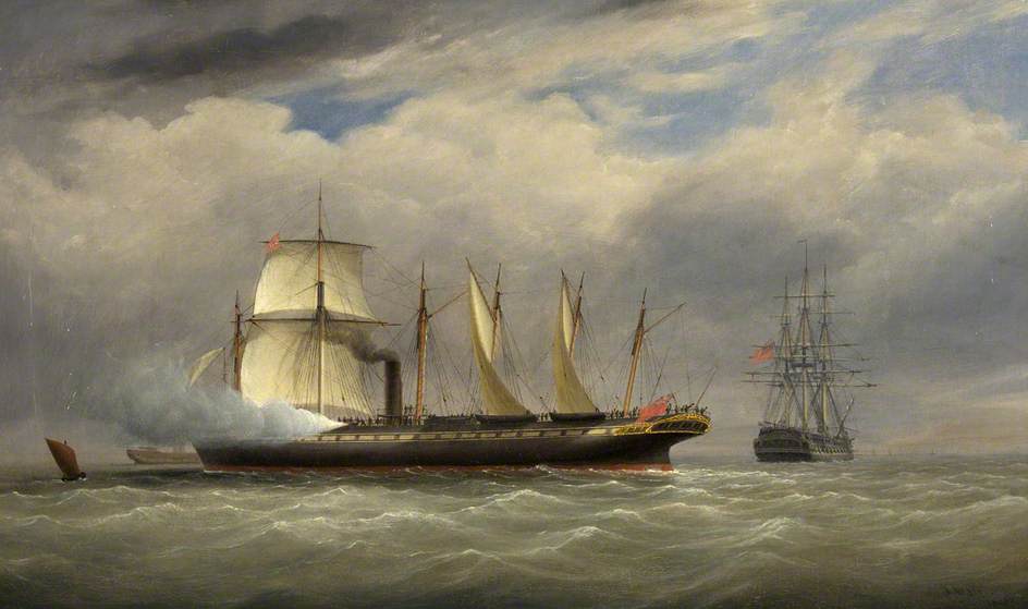 The Ss 'great Britain' Under Steam And Sail, Saluting A Ship Of War — Joseph Walter