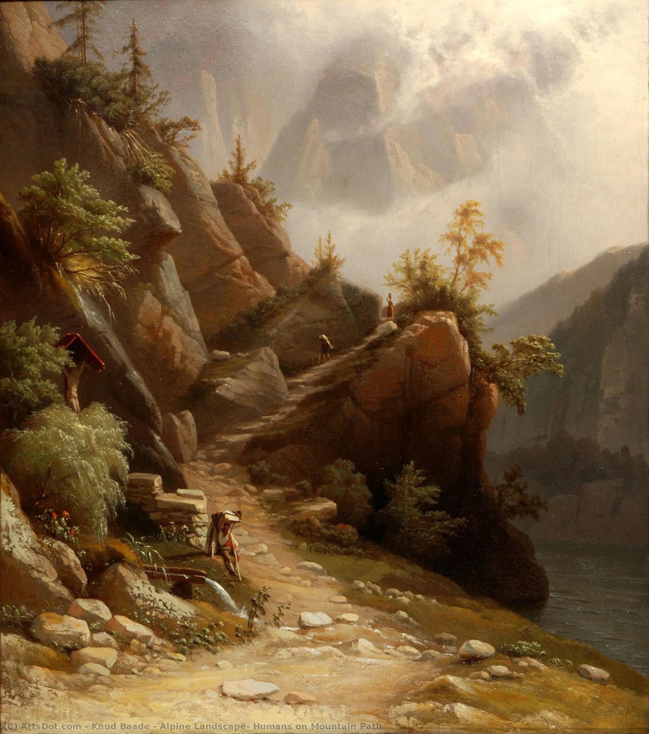 Alpine Landscape, Humans On Mountain Path — Knud Baade