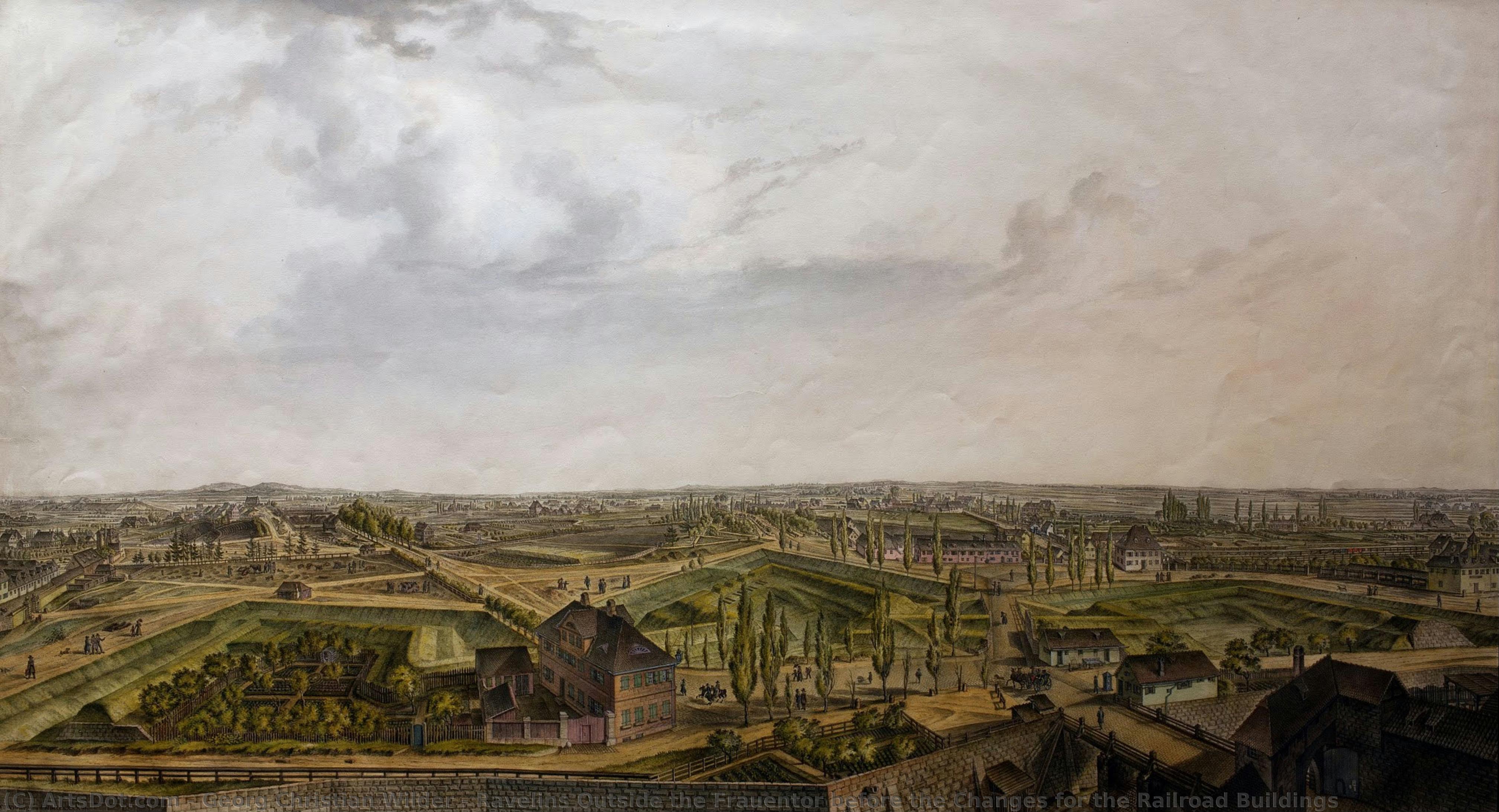 Ravelins Outside The Frauentor Before The Changes For The Railroad Buildings — Georg Christian Wilder