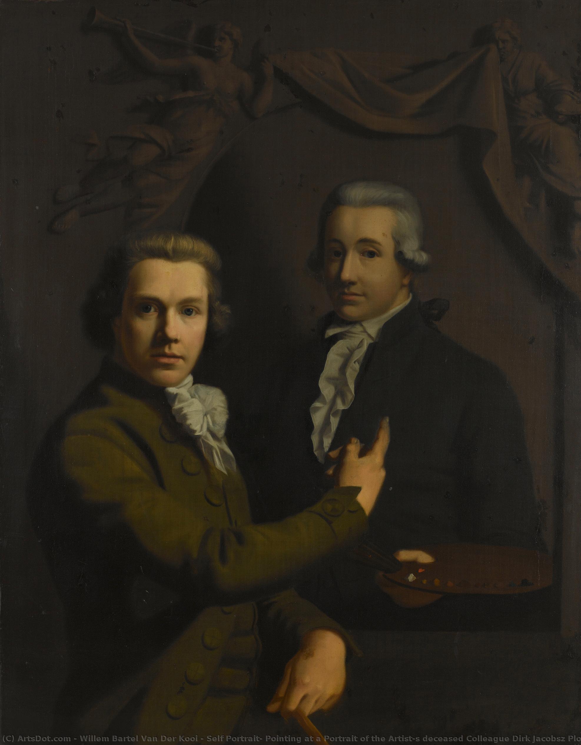 Self Portrait, Pointing At A Portrait Of The Artist"s Deceased Colleague Dirk Jacobsz Ploegsma (1769-91), Willem Bartel Van Der Kooi, 1791 - 1795 — Willem Bartel Van Der Kooi