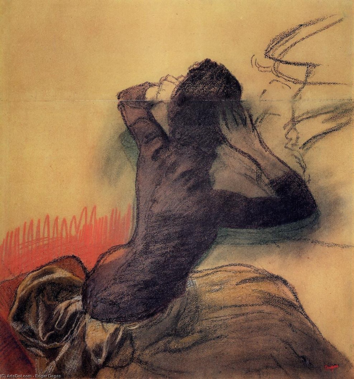 Seated Woman Adjusting Her Hair — Edgar Degas