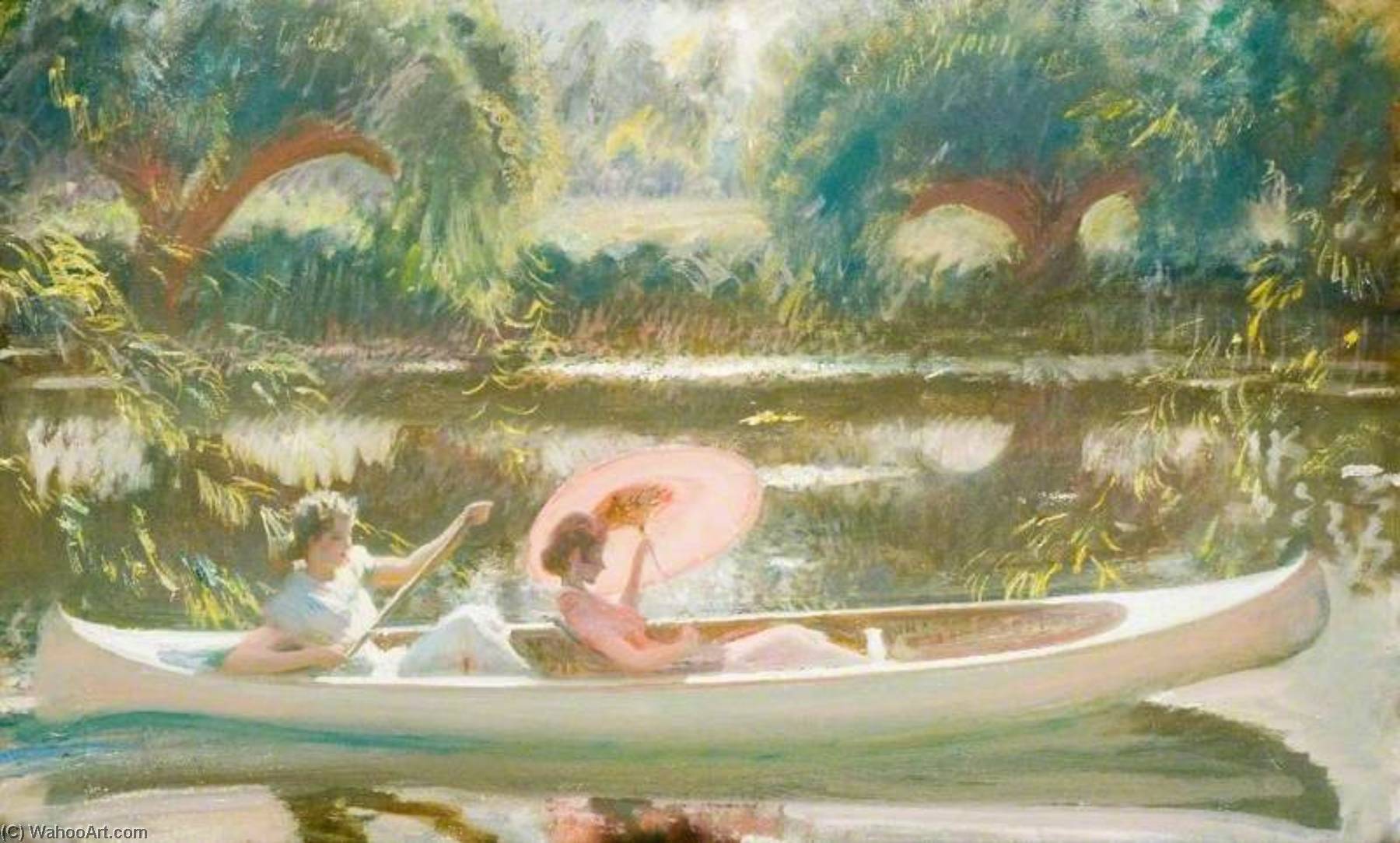 The White Canoe On The Stour At Dedham — Sir Alfred James Munnings