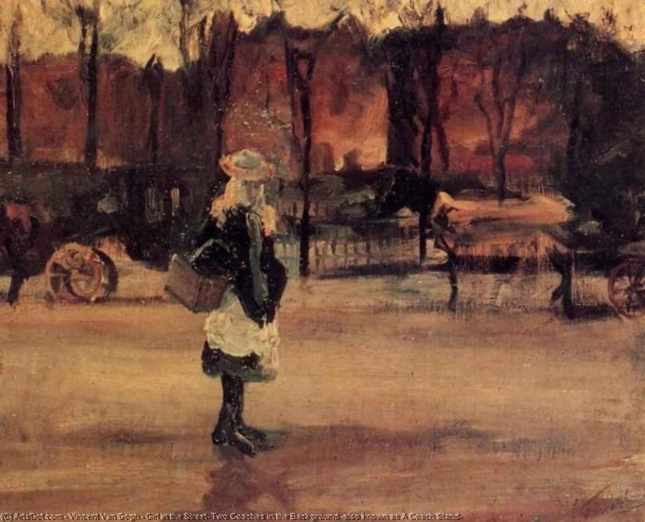 Girl In The Street, Two Coaches In The Background (also Known As A Coach Stand) — Vincent Van Gog