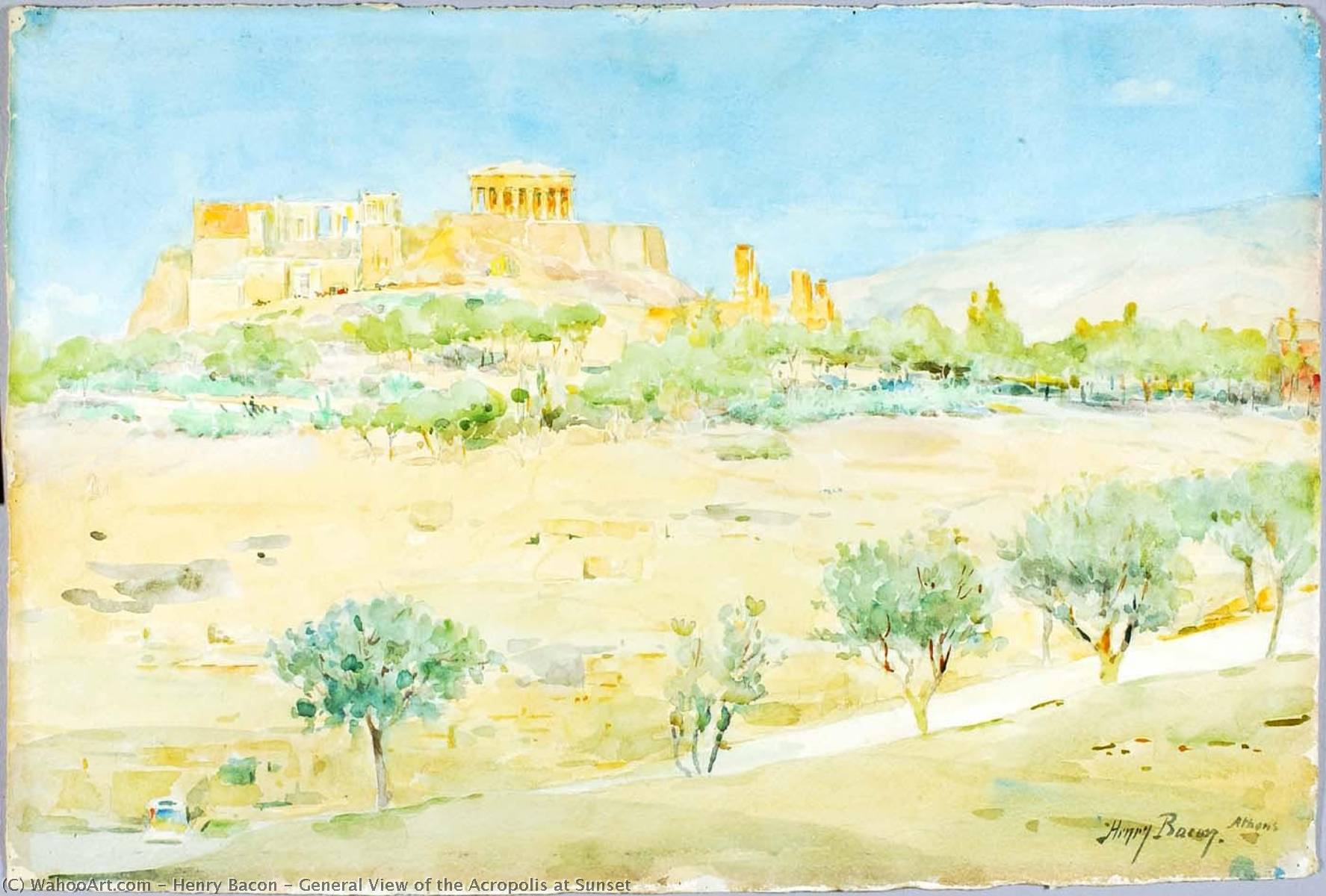 General View Of The Acropolis At Sunset — Henry Bacon