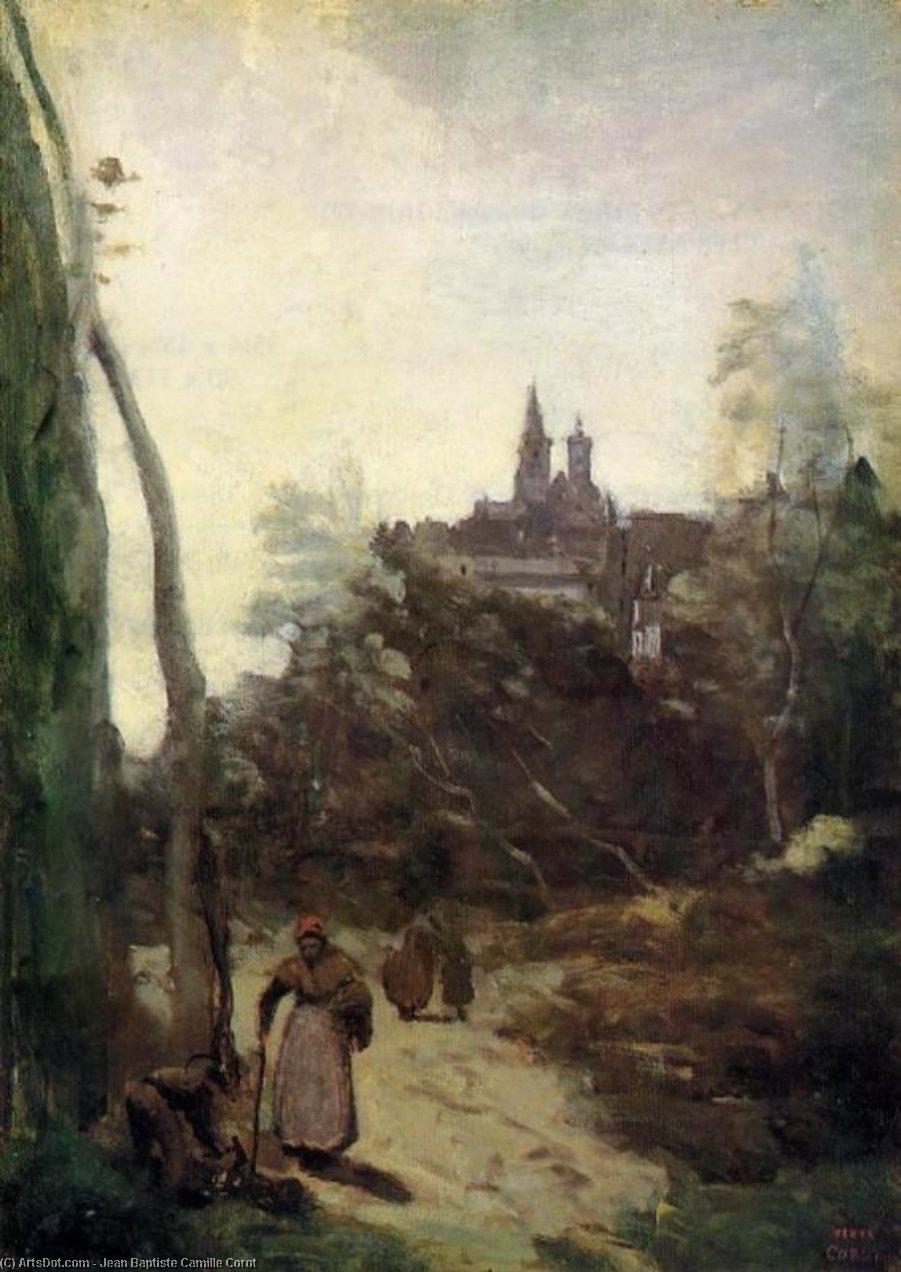 Semur - The Path From The Church — Jean-baptiste-camille Corot