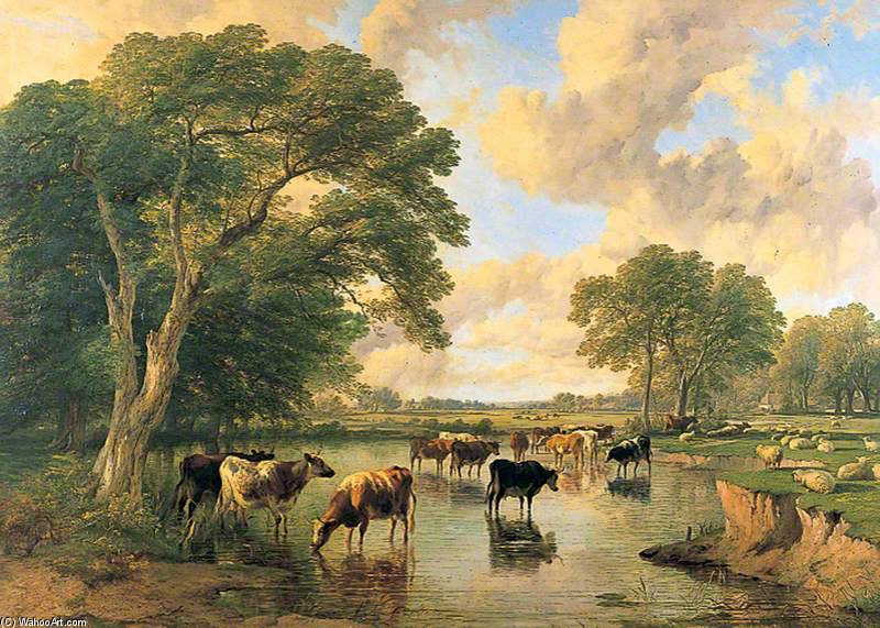 Cattle On The Banks Of A River — Frederick Richard Lee