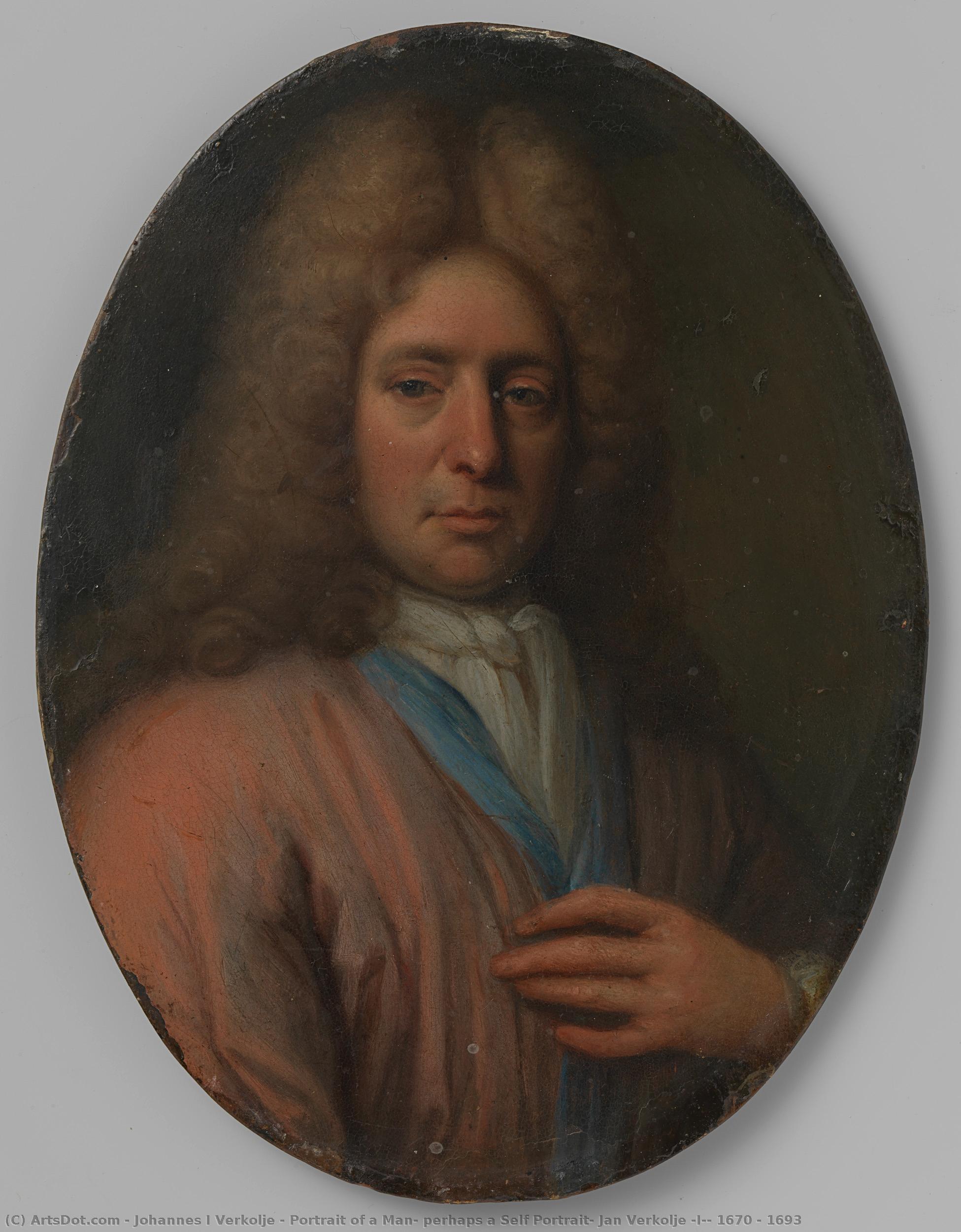 Portrait Of A Man, Perhaps A Self Portrait, Jan Verkolje (i), 1670 - 1693 — Johannes Verkolje