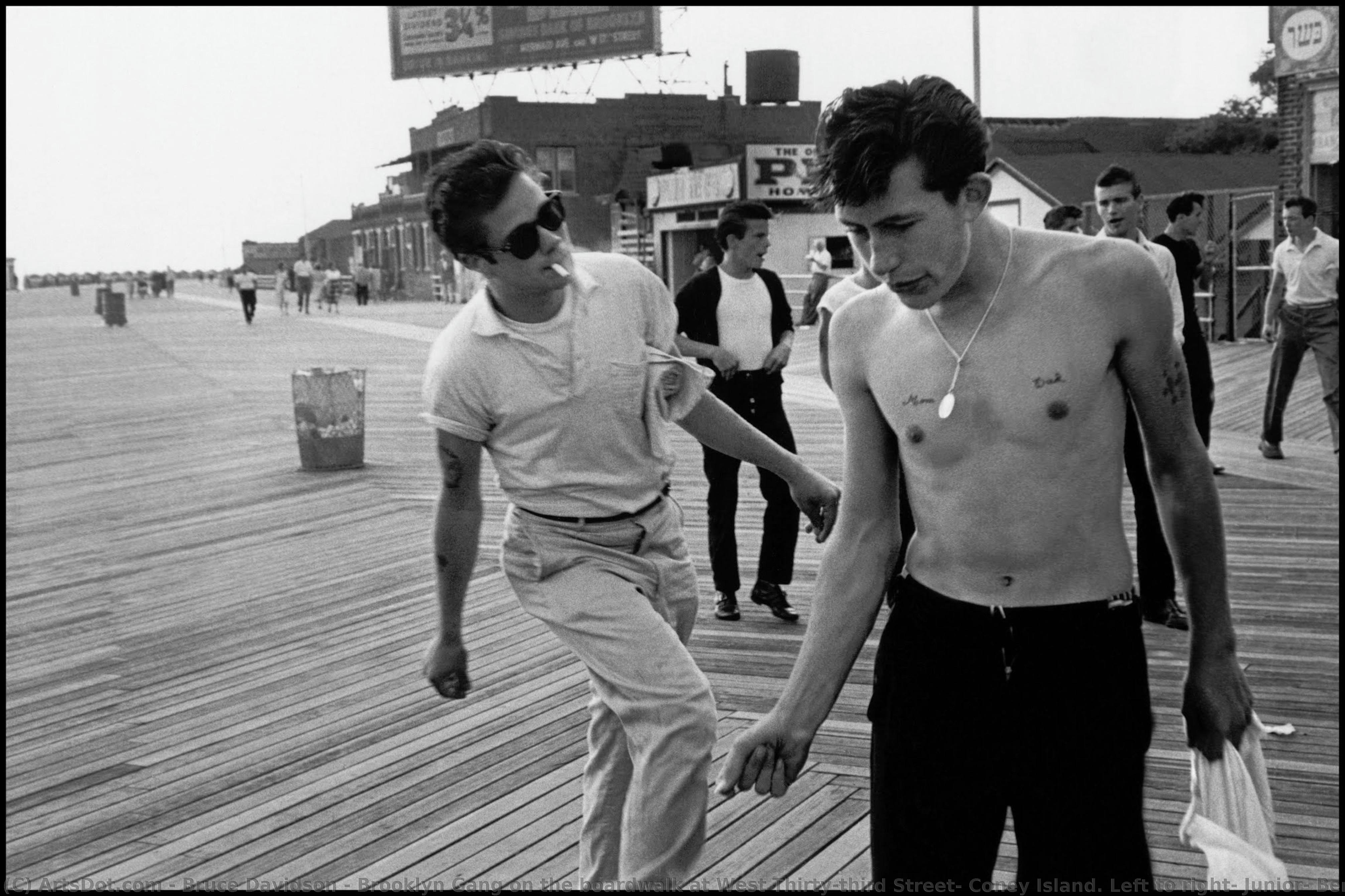 Brooklyn Gang On The Boardwalk At West Thirty-third Street, Coney Island. Left To Right: Junior, Bengie, Lefty. — Bruce Davidson