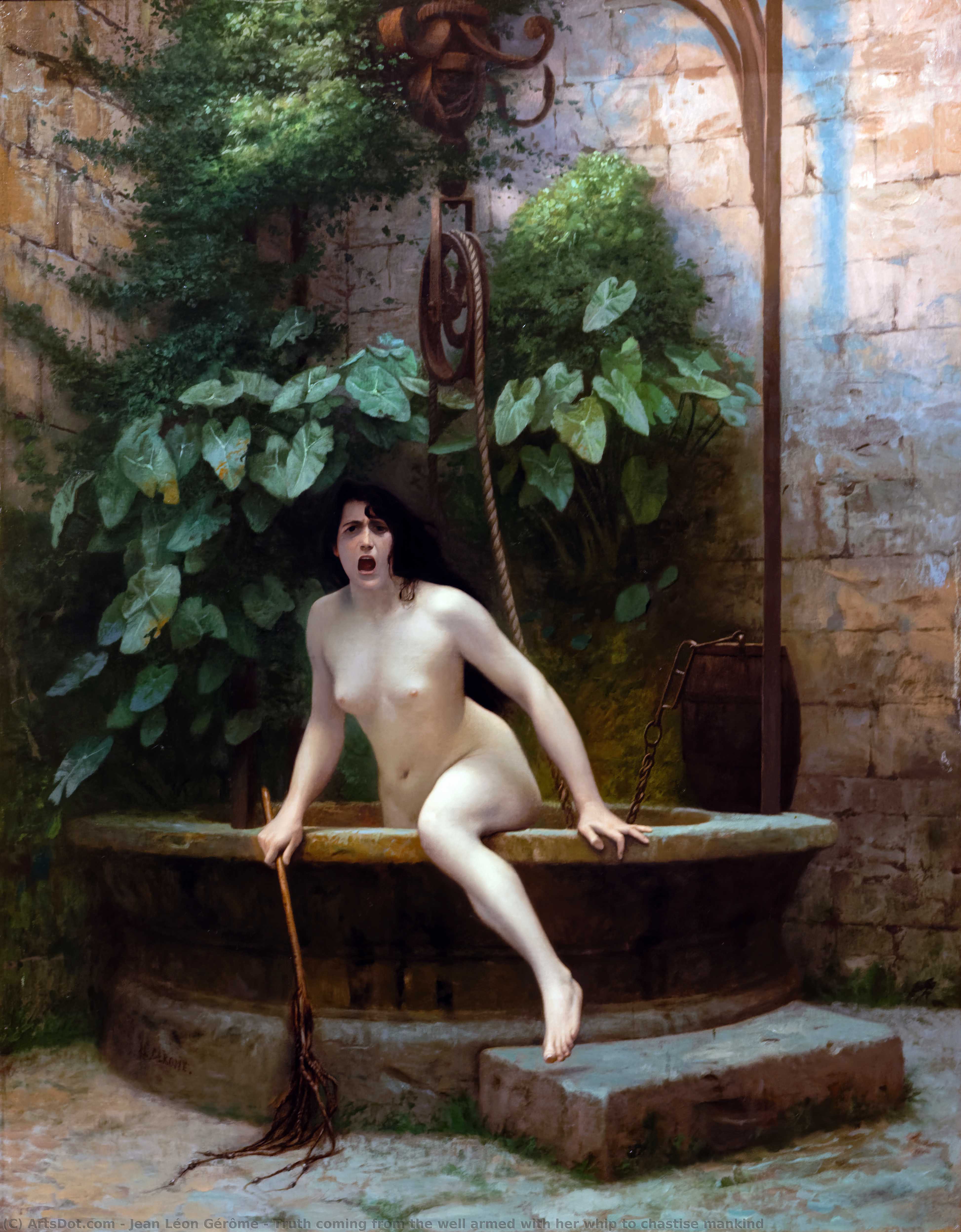 Truth Coming From The Well Armed With Her Whip To Chastise Mankind — Jean-léon Gérôme