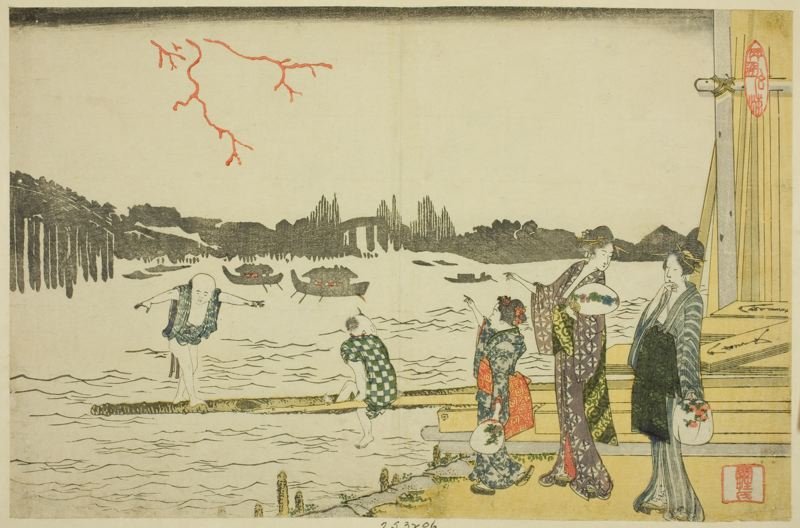 Women And Children Viewing The Fireworks — Katsushika Hokusai