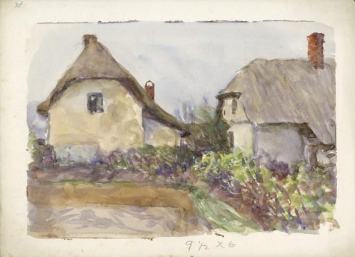Thatched Cottages And Gardens — Sir George Clausen