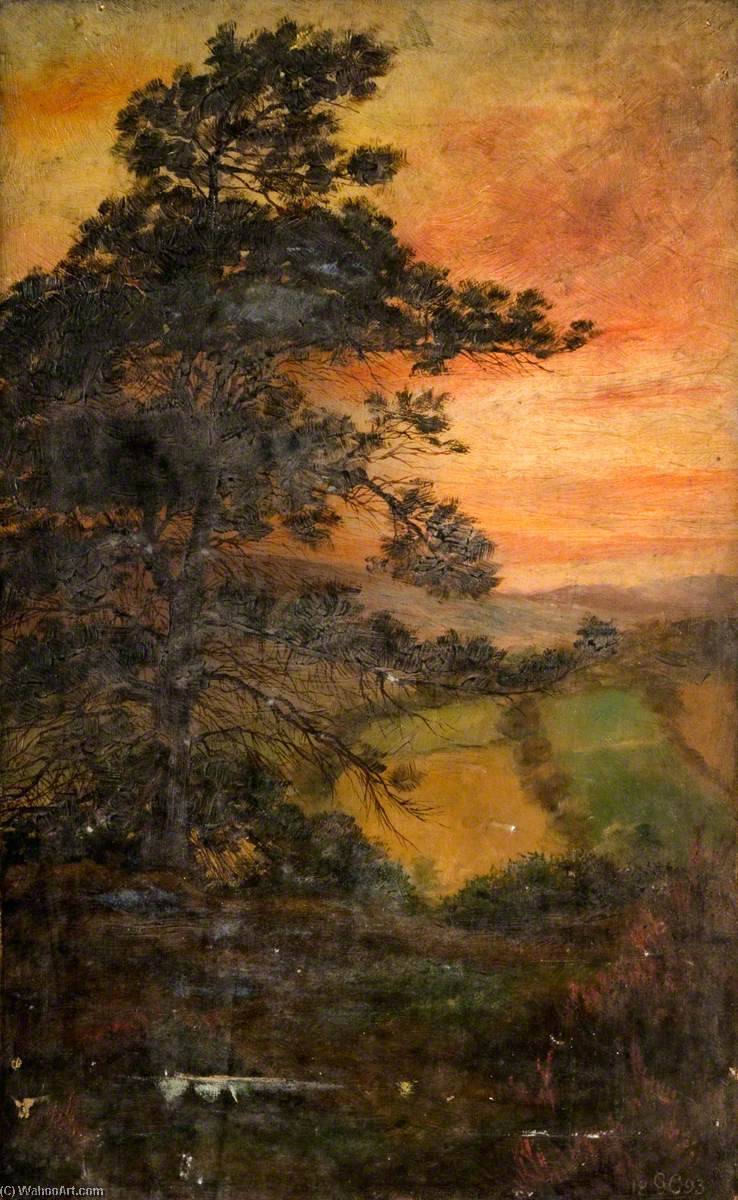 Landscape With A Tree At Sunset — George Cartlidge