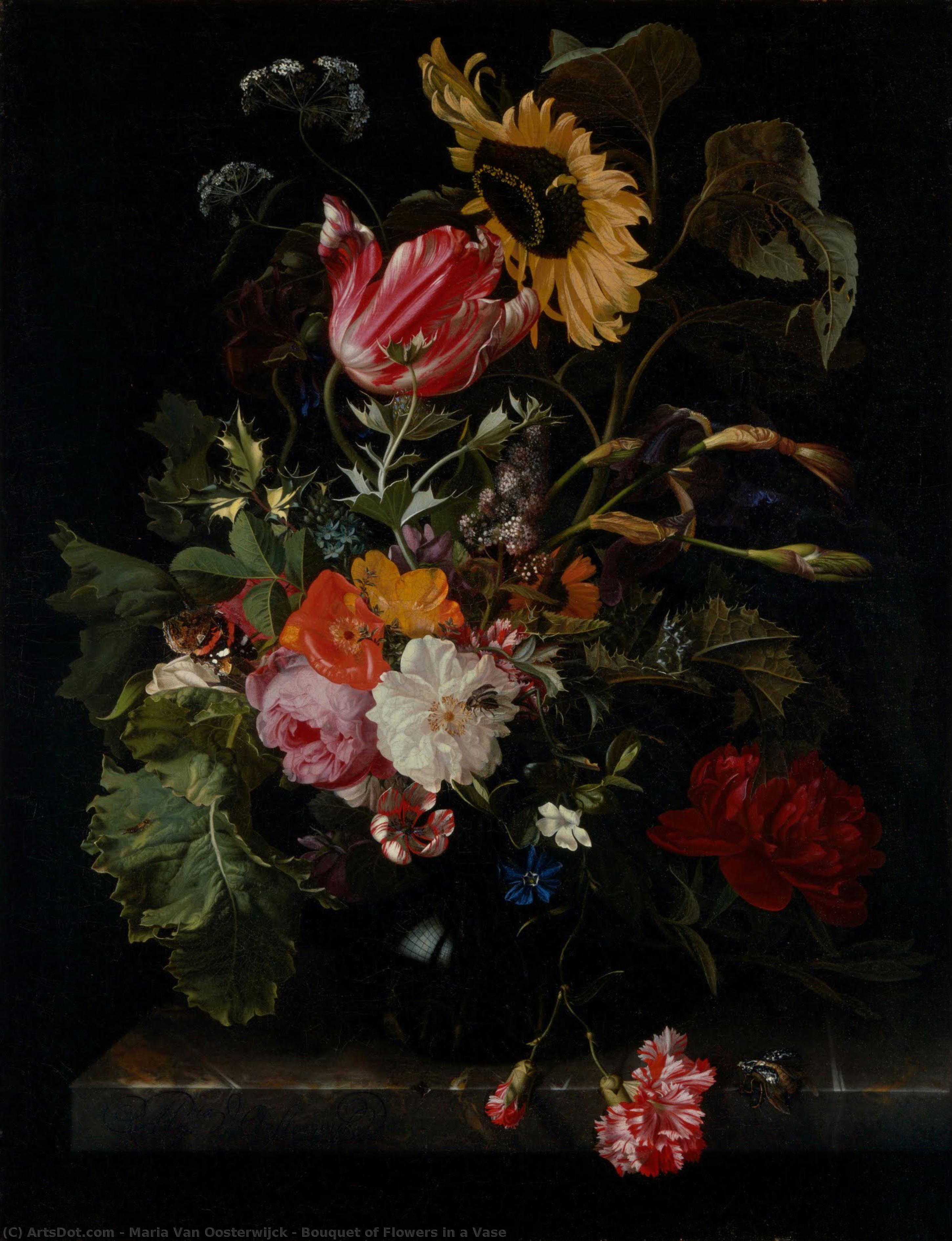 Bouquet Of Flowers In A Vase — Maria Van Oosterwijck