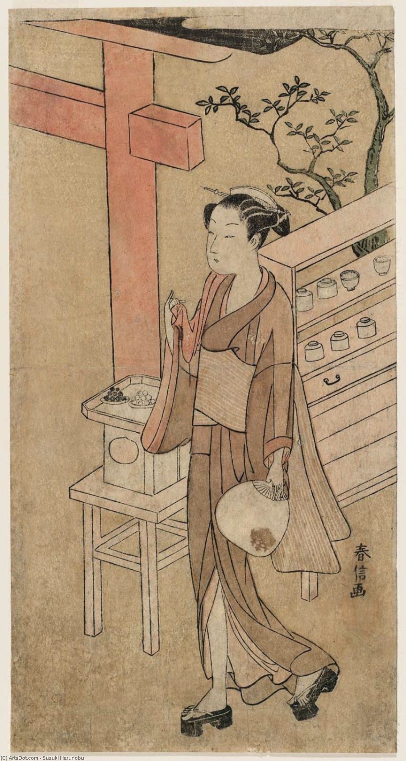 Osen Of The Kagiya In Summer Clothing — Suzuki Harunobu