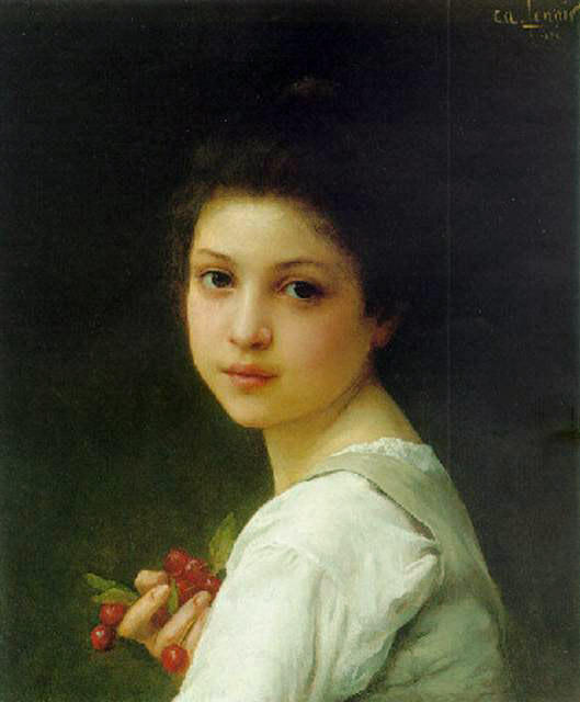 Portrait Of A Young Girl With Cherries — Charles-amable Lenoir