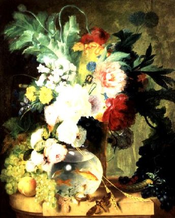 Still Life With Flowers And Fishbowl — Cornelis Kuypers