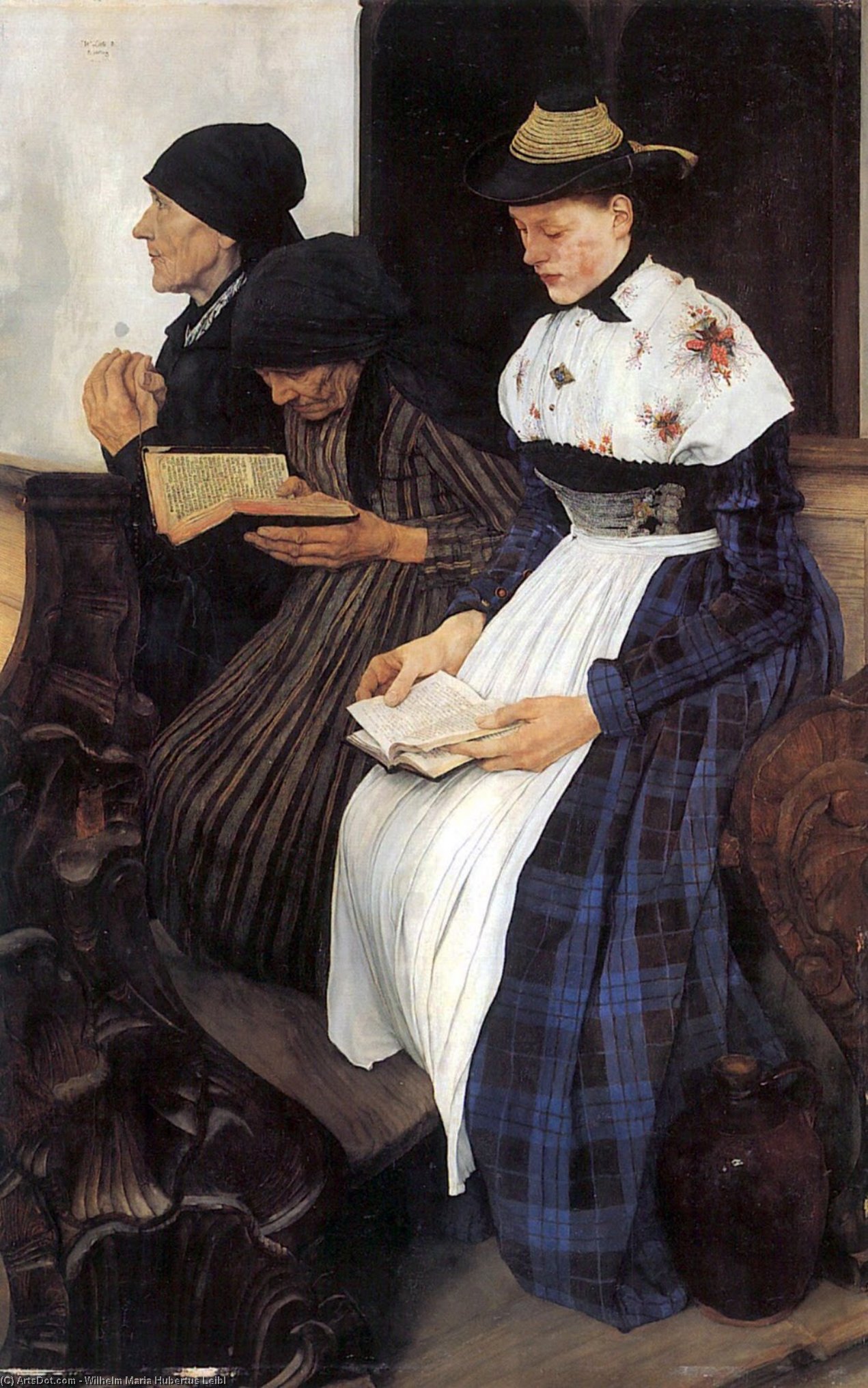 教会にいる三人の女性 — Wilhelm Maria Hubertus Leibl