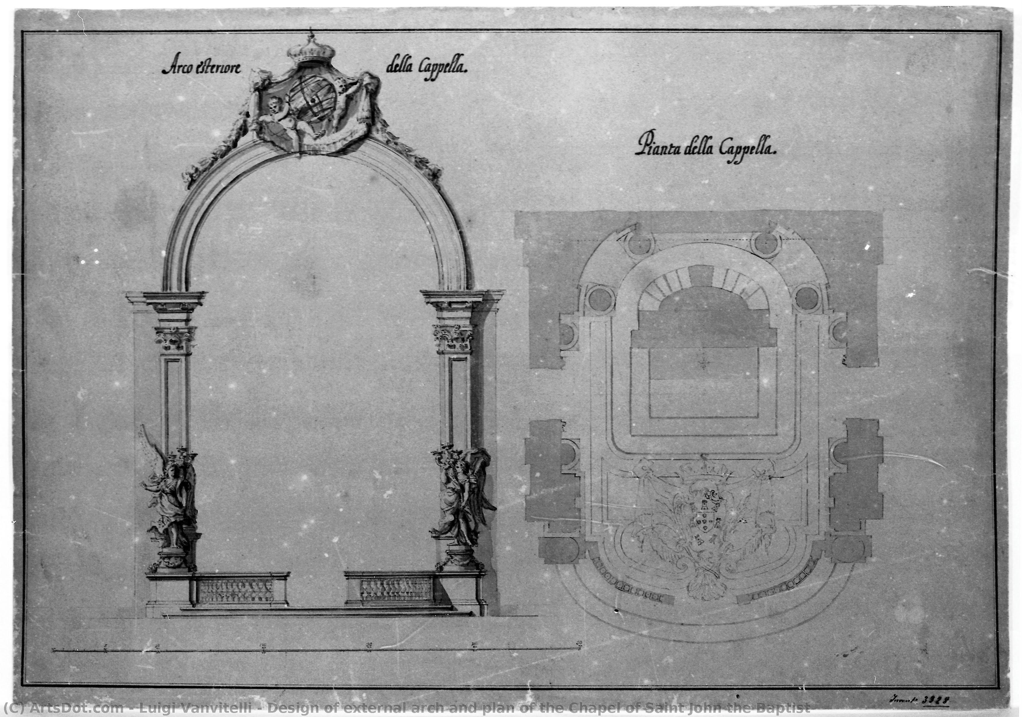 Design Of External Arch And Plan Of The Chapel Of Saint John The Baptist — Luigi Vanvitelli