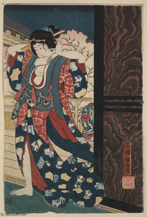 A Courtesan Fixing Her Hair — Tsukioka Yoshitoshi