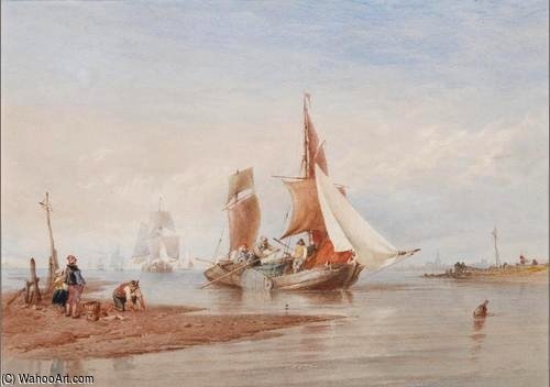 Dutch Fishing Vessels Entering An Estuary — Thomas Sewell Robins