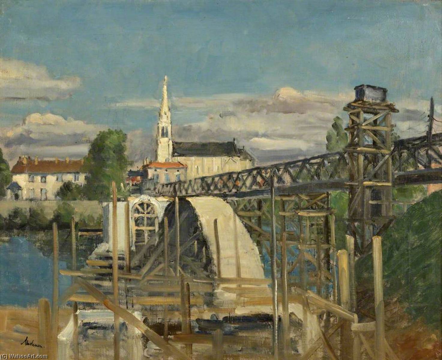Construction Of The New Bridge At St Julian Sur Viérre — Paul Ayshford Methuen