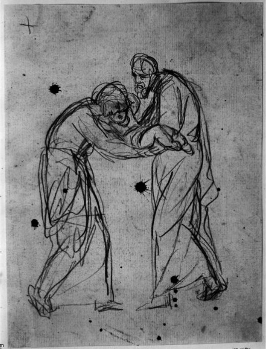 Standing Male And Female Figures Holding Infant — George Romney