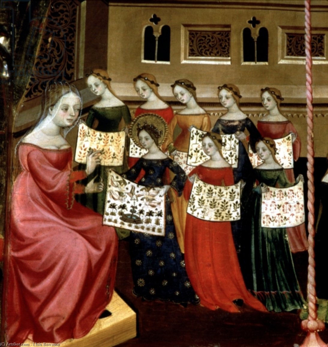 The Virgin Mary With Her Classmates Showing Needlework — Lluís Borrassà