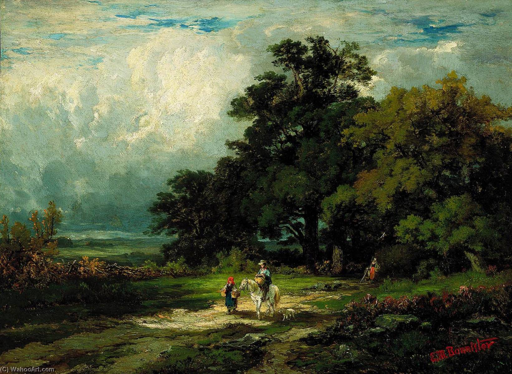 Untitled (man On Horse With Woman And Dog) — Edward Mitchell Bannister
