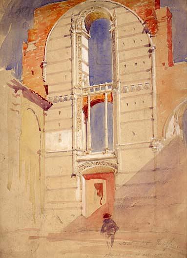 End Of Nave Of Old Domo, Sienna, (painting) — Phineas E Paist