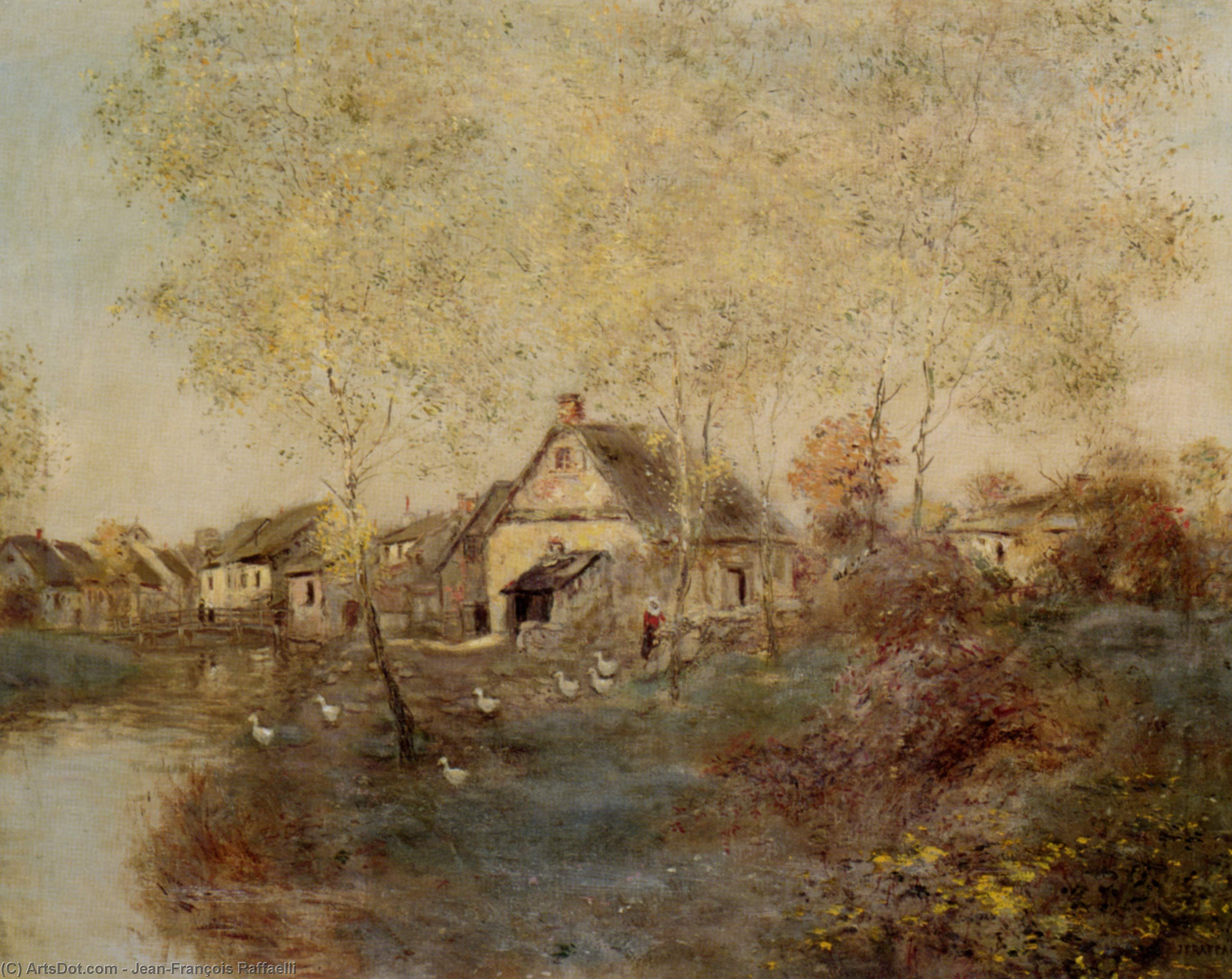 Feeding The Ducks Along The Canal — Jean-françois Raffaëlli